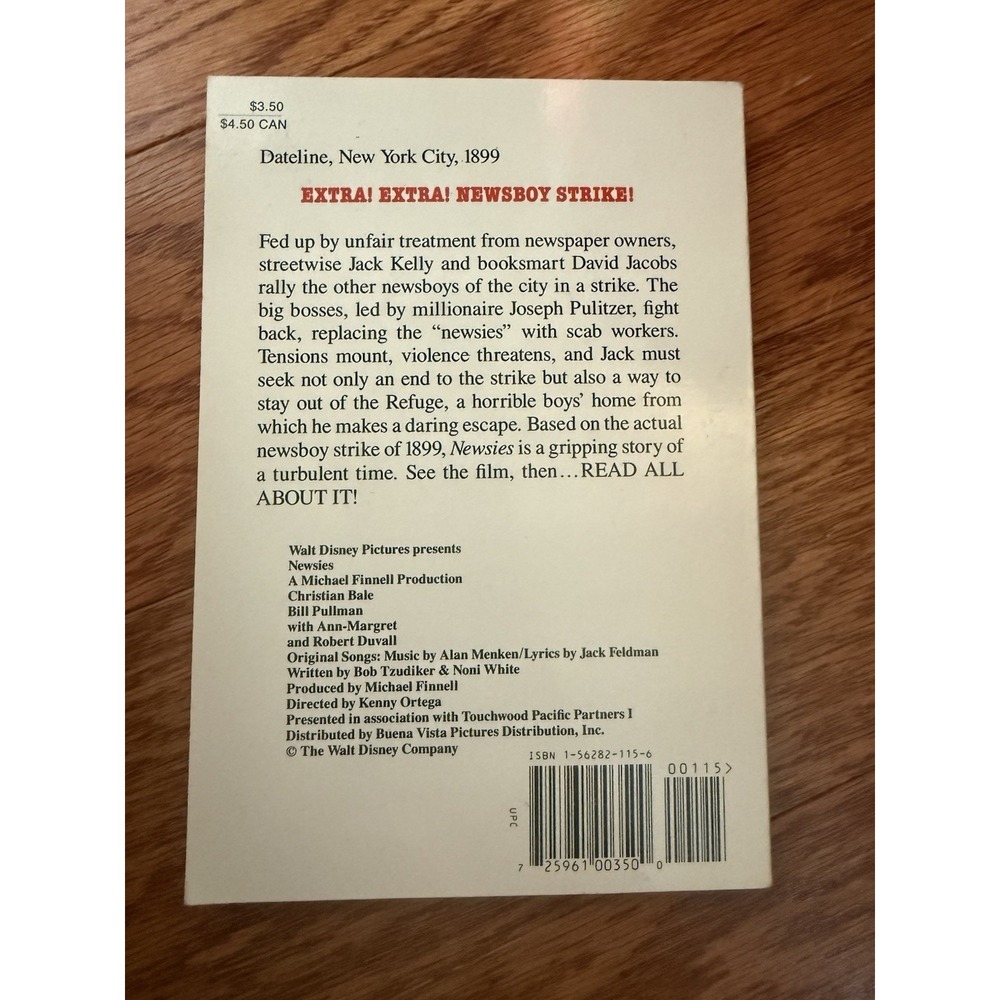 NEWSIES Jonathan Fast Movie Novelization Walt Disney (1992) 1st Printing Scarce! - Picture 6 of 16